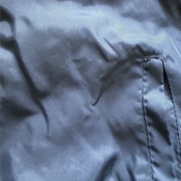 Vintage Navy Blue Bomber Jacket, EMAR Zipper, Quilted Inside Faux Fur Collar - Picture 15 of 16